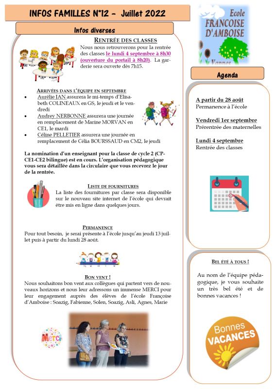 Lettre info 12 familles