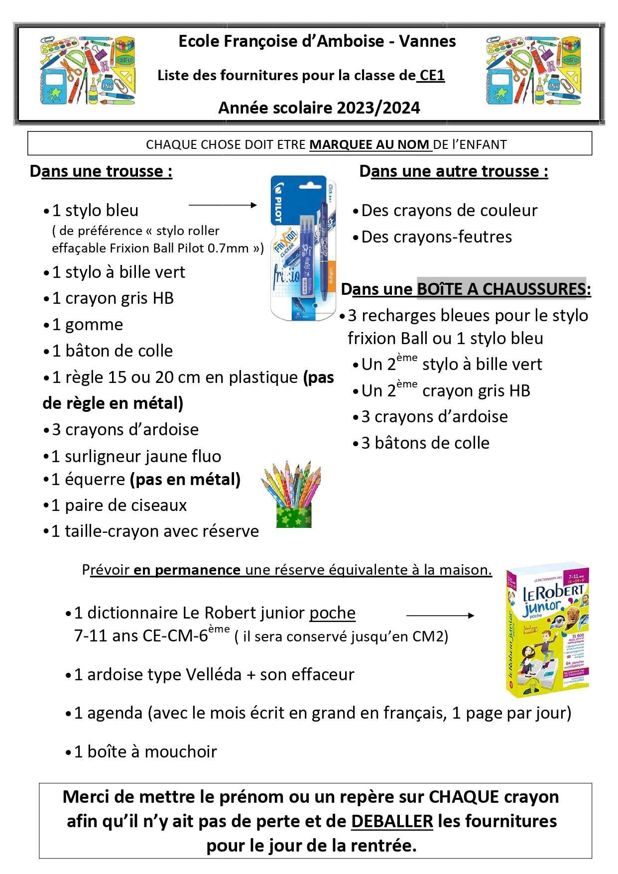 Liste fournitures CE1 page 0001